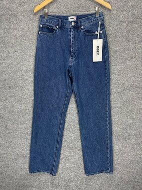 Obey Jeans Womens 25 Everyday Slim II Denim Stone Wash Straight Leg 29x30” NWT